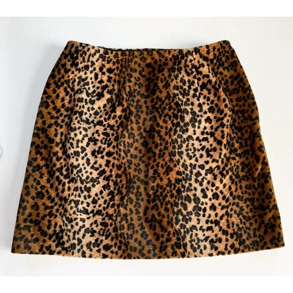 Vintage 90's Hugo Buscati Leopard Print Faux Fur Mini Skirt Sz 2 - Picture 1 of 12